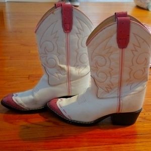 Pink and white stylish boots